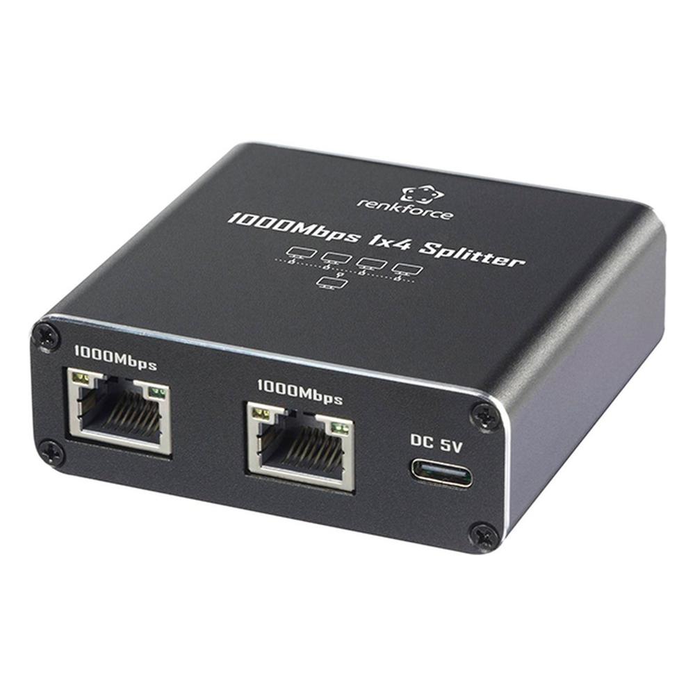 Switch No Administrable Renkforce RF-GES-400 4 Puertos Gigabit Alimentación USB Negro