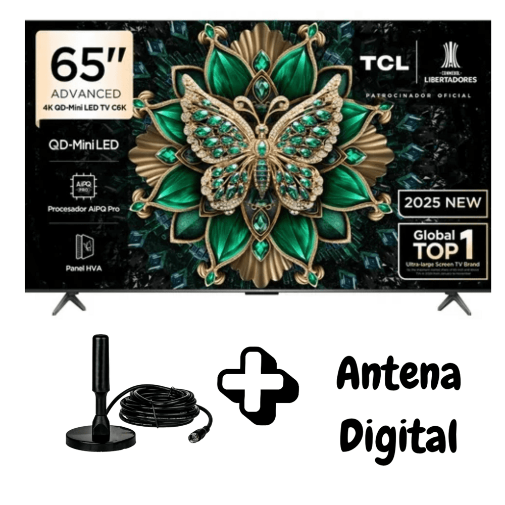 TELEVISOR TCL  65 PULGADAS  SMART TV QD MINILED 4K UHD GOOGLE TV 144HZ ANTENA DIGITAL