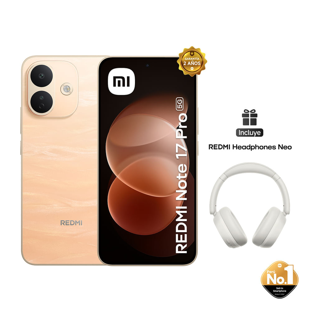 Celular Redmi Note 17 Pro 5G 256GB 6GB naranja - Audífonos Headphones Neo
