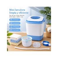 Mini lavadora portátil tambor de acero - canastilla y escobilla AZUL