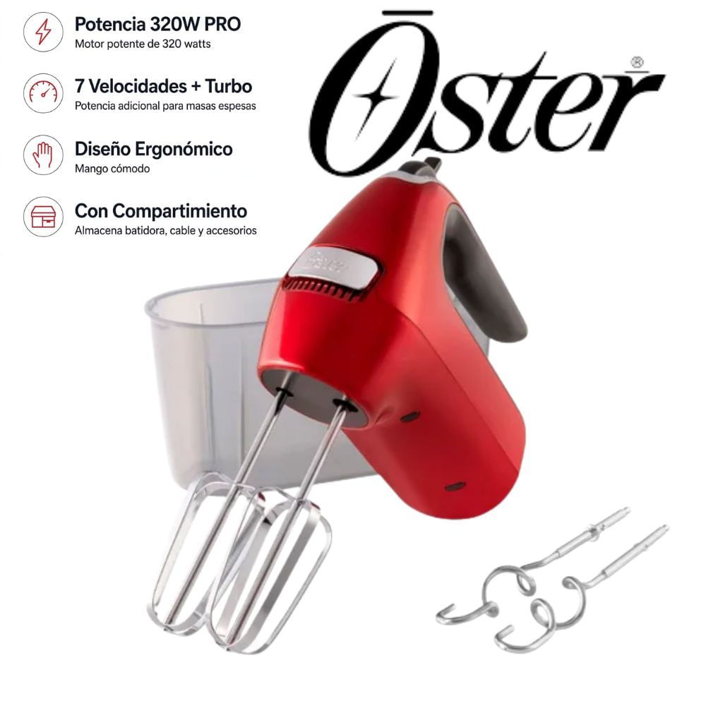 BATIDORA DE MANOS OSTER 320W COLOR ROJO MOD FPSTHM360R