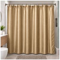 Cortina de Baño Elegante Satinada con Colgadores Dorado TH5