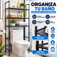 Set de Organizadores para Baño de Acero Negro con 3 Estantes Modelo Muebles para Baño