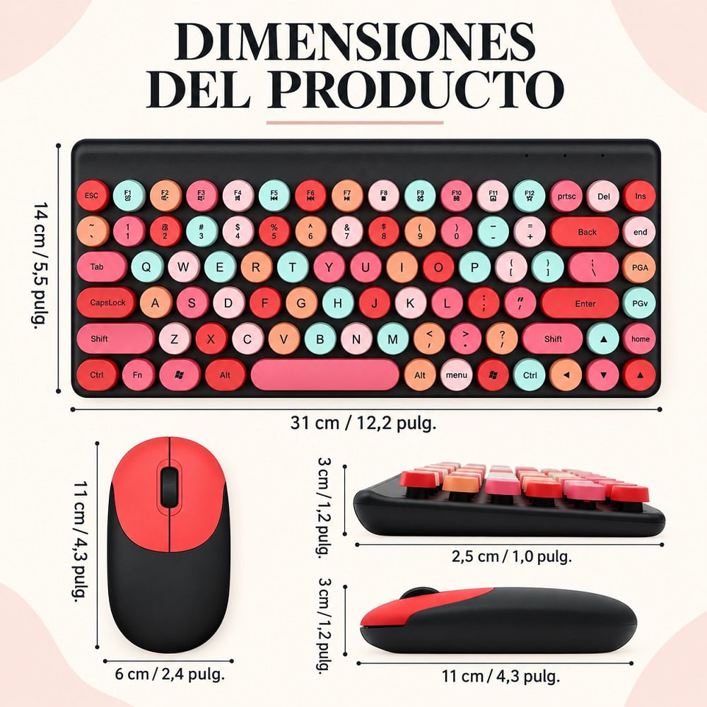 Kit Teclado y Mouse inalámbrico en Español- Computadora Laptop