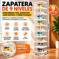 Zapatera Plegable 9 Niveles Premium Transparente
