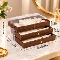 Organizador de Madera Acrílico para Joyas Joyero Transparente con 3 Cajones