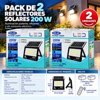 Pack 2 Reflectores Solares LED 200W IP65 con Panel Solar y Control Remoto