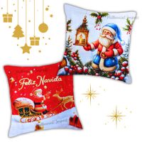 Pack por 02 Unid Funda Navideña para Cojín  45x45cm Diseño Navidad