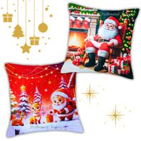 2 fundas Navideñas Decorativas 45x45 cm Diseño ambas Caras Multicolor