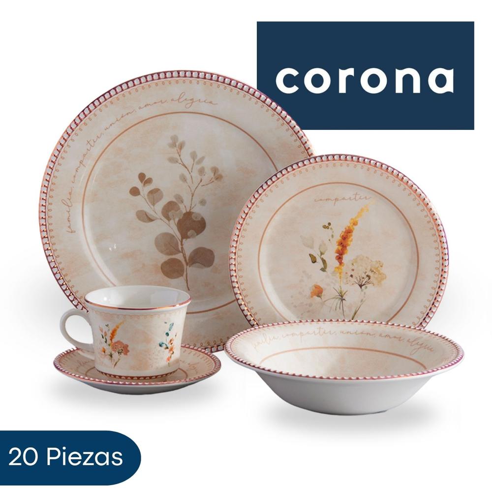 Vajilla Amorette Corona 20 Piezas Para Disfrutar
