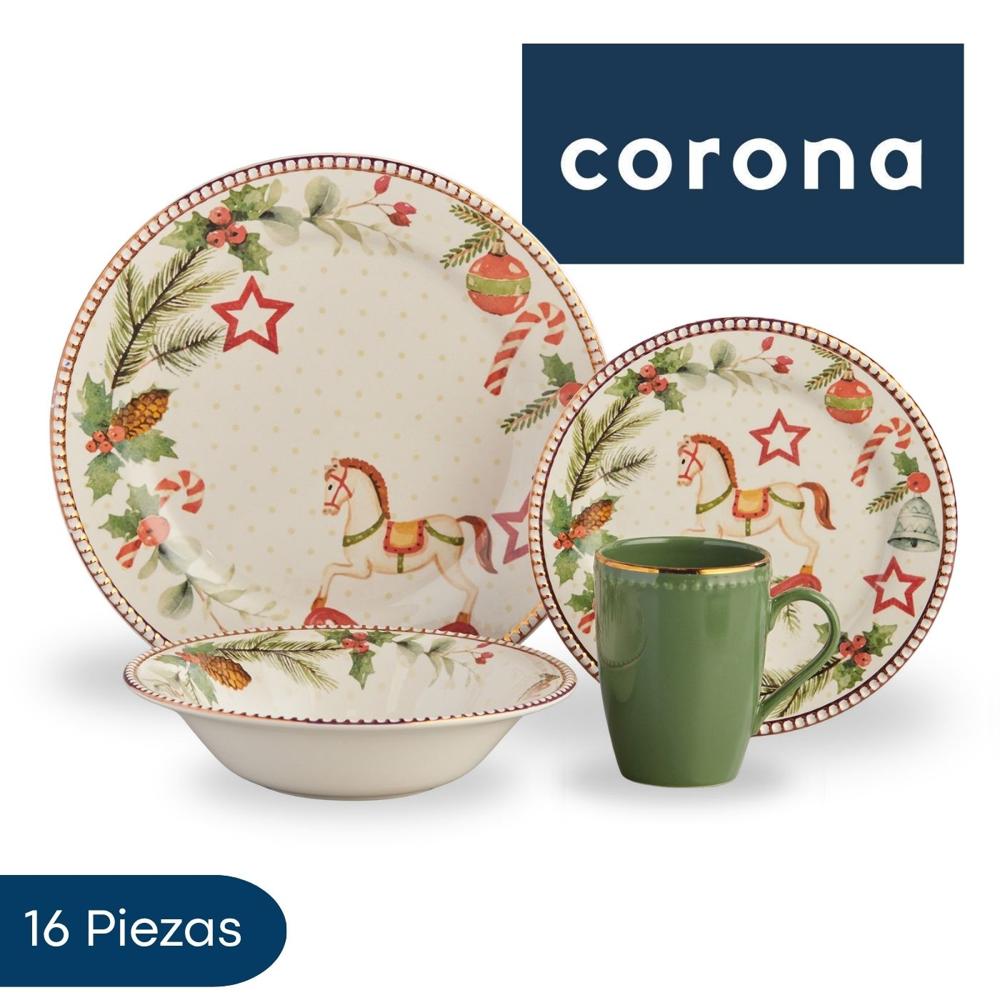 Vajilla 16 Piezas Corona Dulce Navidad
