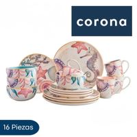 Vajilla 16 Piezas Corona Marea Oceano Para Cada Día