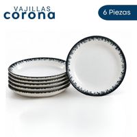 Plato Coupe Corona De Porcelana Set De 6 Unidades