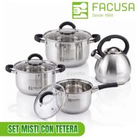 Juego De Ollas Misti Facusa 8 Piezas Con Tetera - Negro