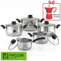 Juego De Ollas Valencia Facusa 10 Piezas + Cafetera Moka