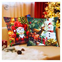 Set x02 Fundas Navideña para Cojín 45x45 cm Suave Piel de Durazno Multicolor