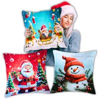 3 fundas Navideñas con Diseño a Doble Cara para Cojines 45x45 cm con Cierre Invisible