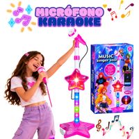 Karaoke para Niña con Luces y Micrófono Desmontable Rosado