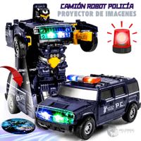 Carro Robot PoliciaTransformable 2 en 1 para Niños Color Azul