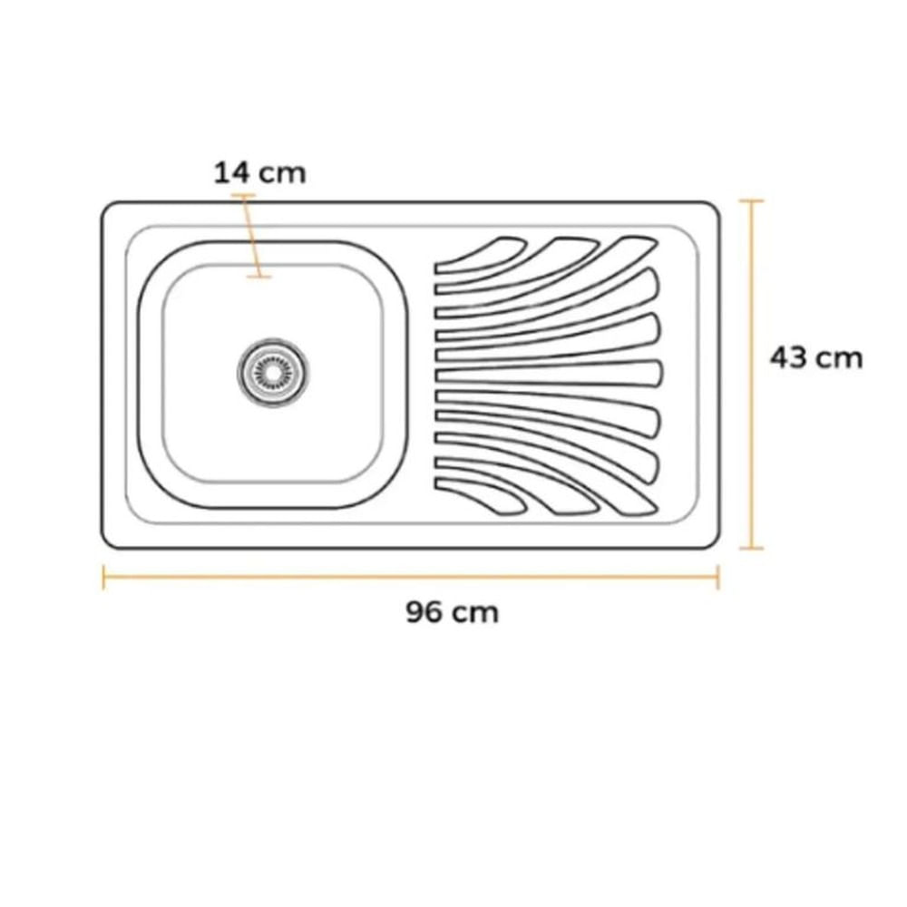 LAVADERO DE COCINA ACERO CON ESCURRIDERO SATINADO LD-9643