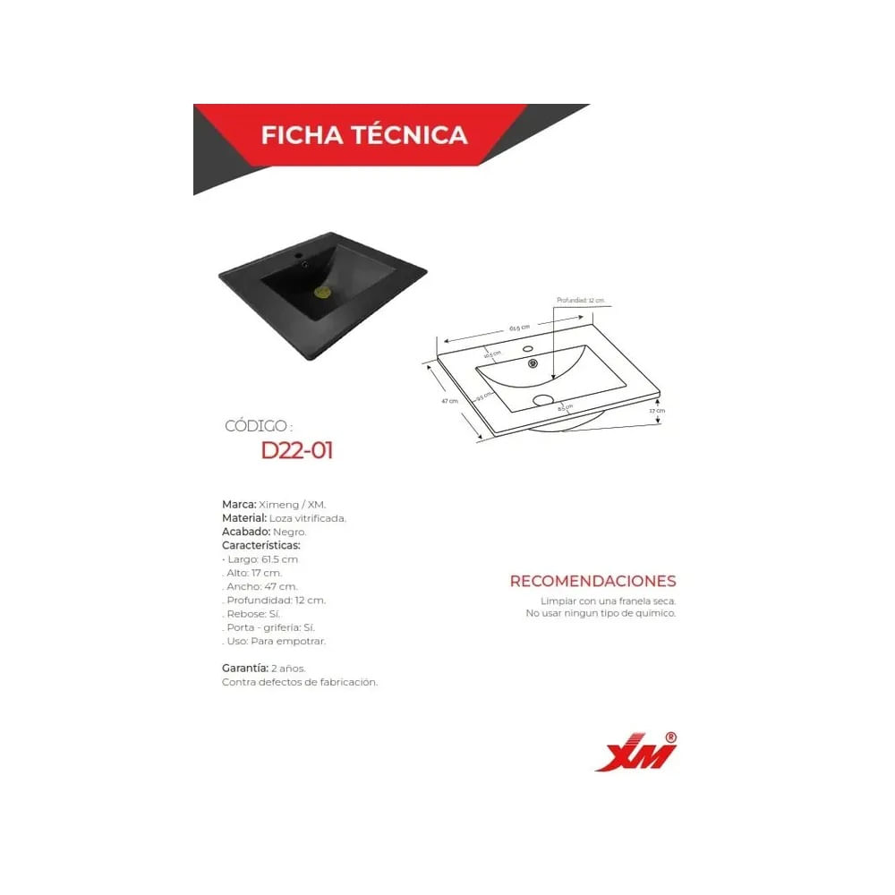 LAVADERO DE LOZA CUADRADO NEGRO LZ-D22-01