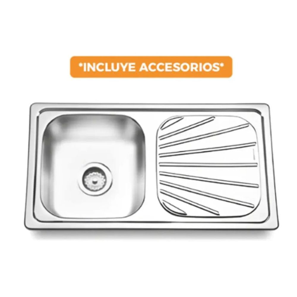 LAVADERO DE COCINA ACERO CON ESCURRIDERO 90 X 46 X 14 CM SATINADO LP-9046