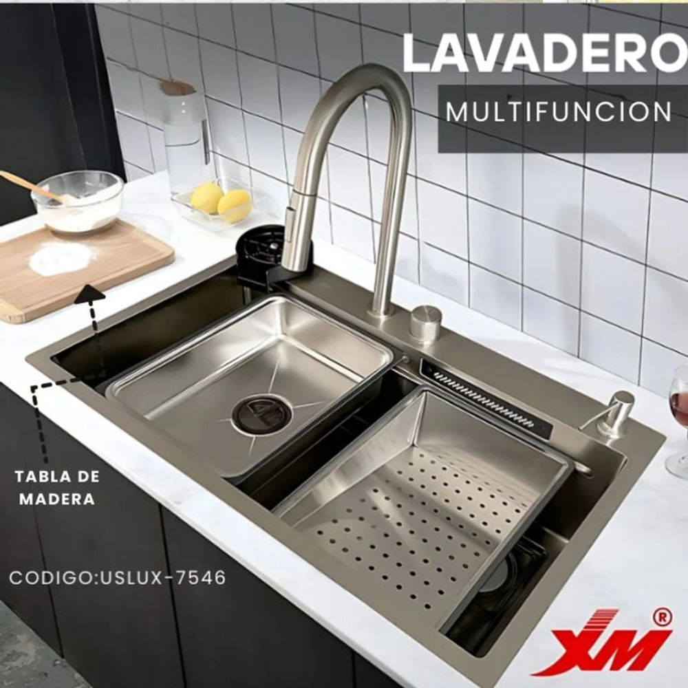 Lavadero de Cocina Multifuncional Plomo XM USLUX-7546