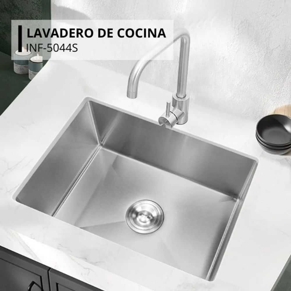 Lavadero Rectangular Satinado Acero Inoxidable con Canastilla