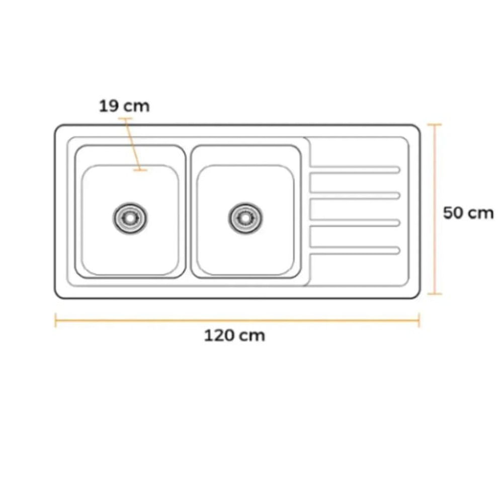 LAVADERO DE COCINA DOBLE POZA CON ESCURRIDERO SATINADO LP-12050