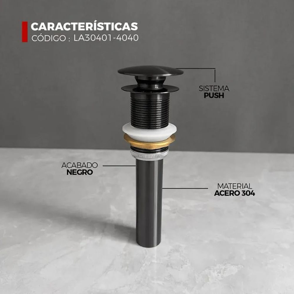LAVADERO CUADRADO DE ACERO CON DESAGÜE NEGRO LA30401-4040