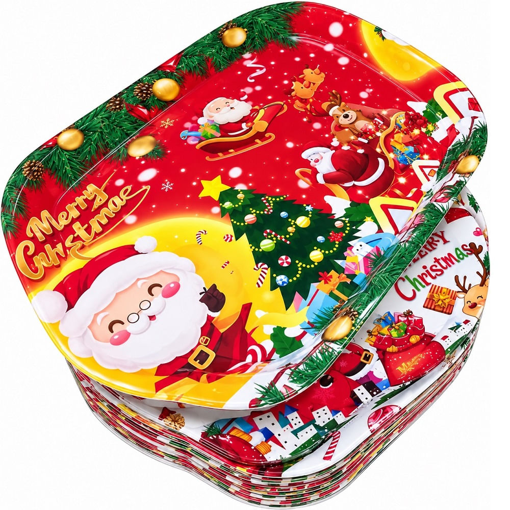 Fuente Navidena Rectangular Bandeja Plastica Set de 4