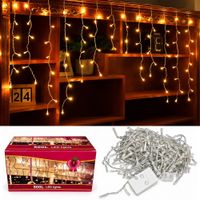 Cascada de Luces Led Navidenas 500L Ambar Musical 12MTS