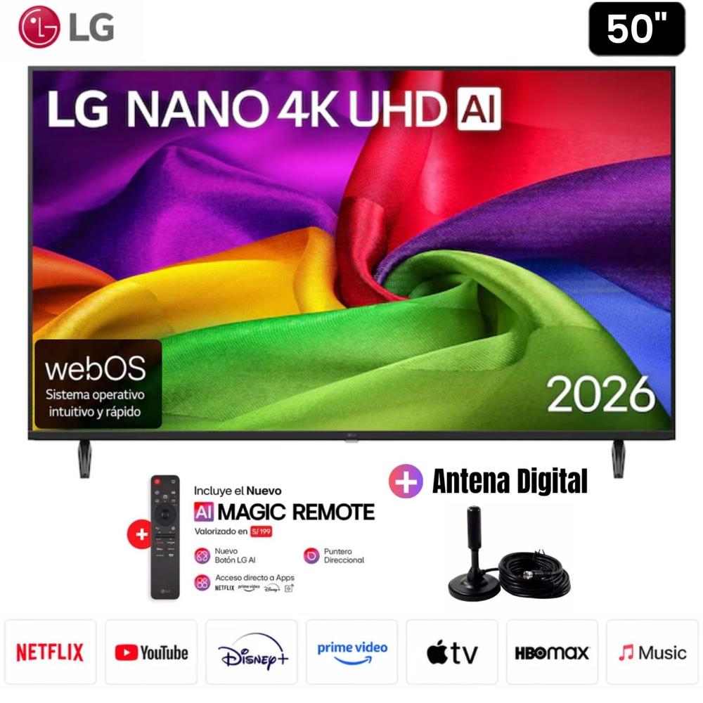 Televisor LG 50 NANO 4K UHD AI Smart TV 2026 50NU800BPSBQ CON ANTENA DIGITAL