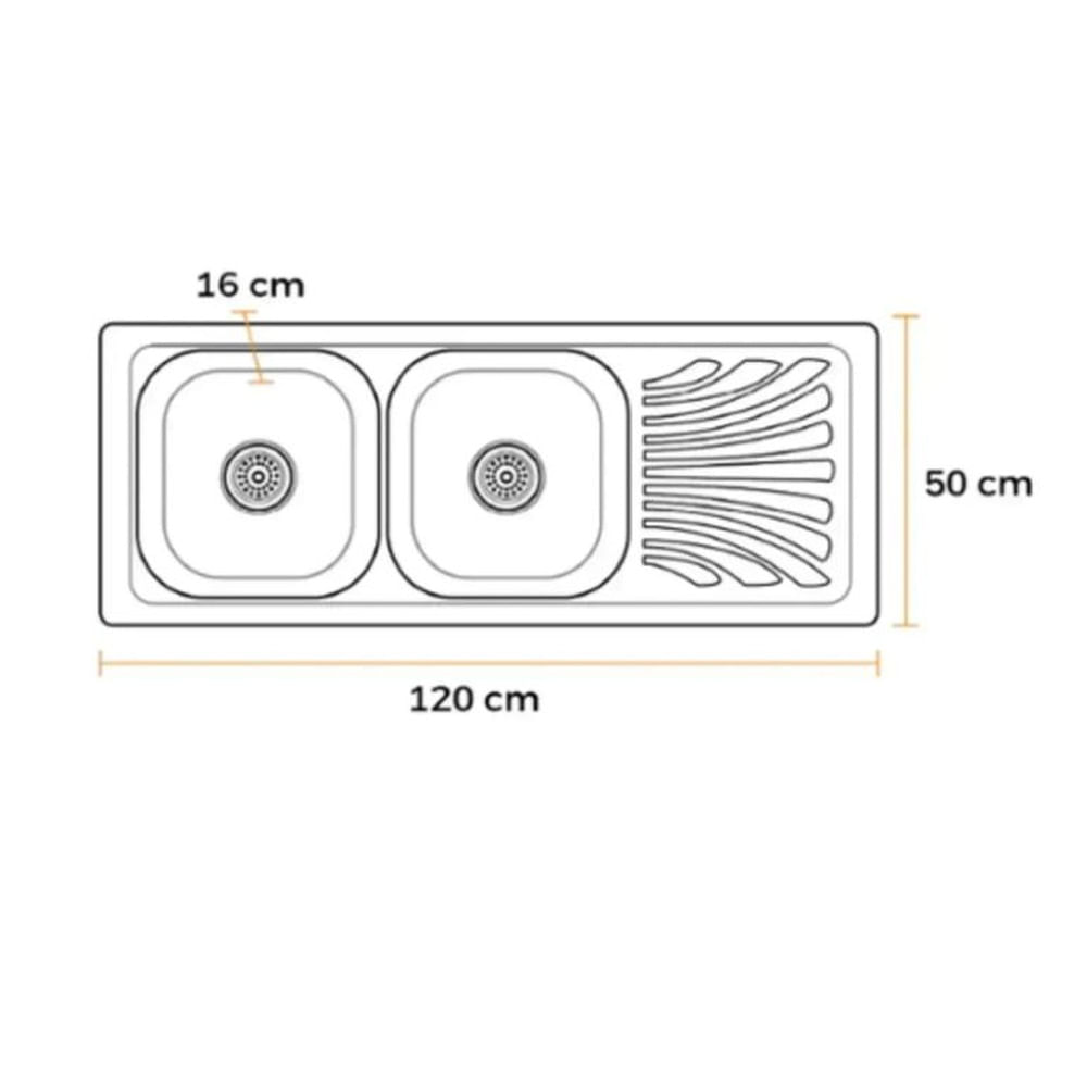 LAVADERO  DE COCINA DOBLE POZA CON ESCURRIDERO LC12050