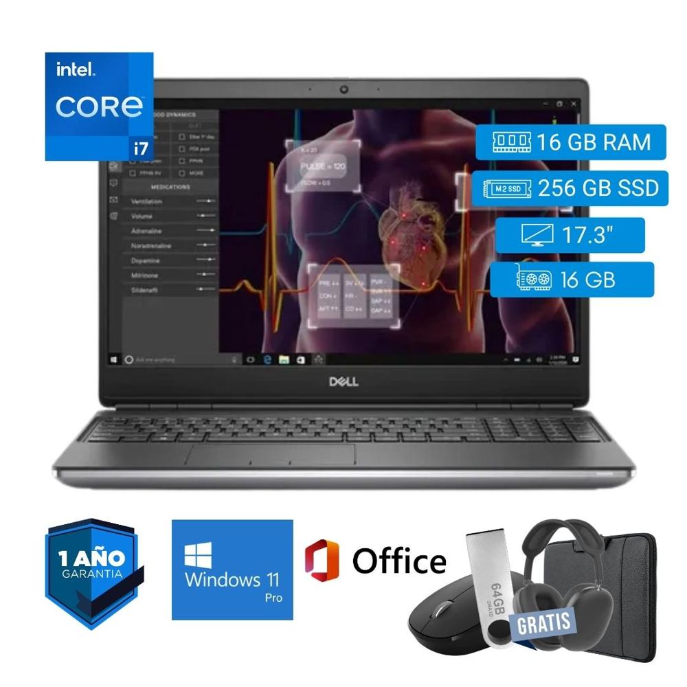 Laptop semi nueva Dell Precision 7750 Core i7 10ma 16GB RAM 256GB SSD 16GB Video 17.3pul