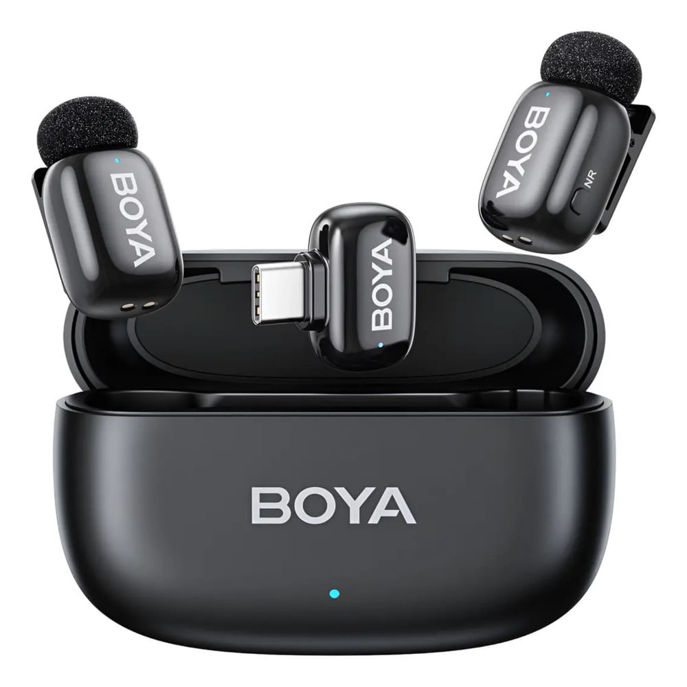 Micrófono Inalámbrico Boya Mini Doble USB-C Celular PC Negro