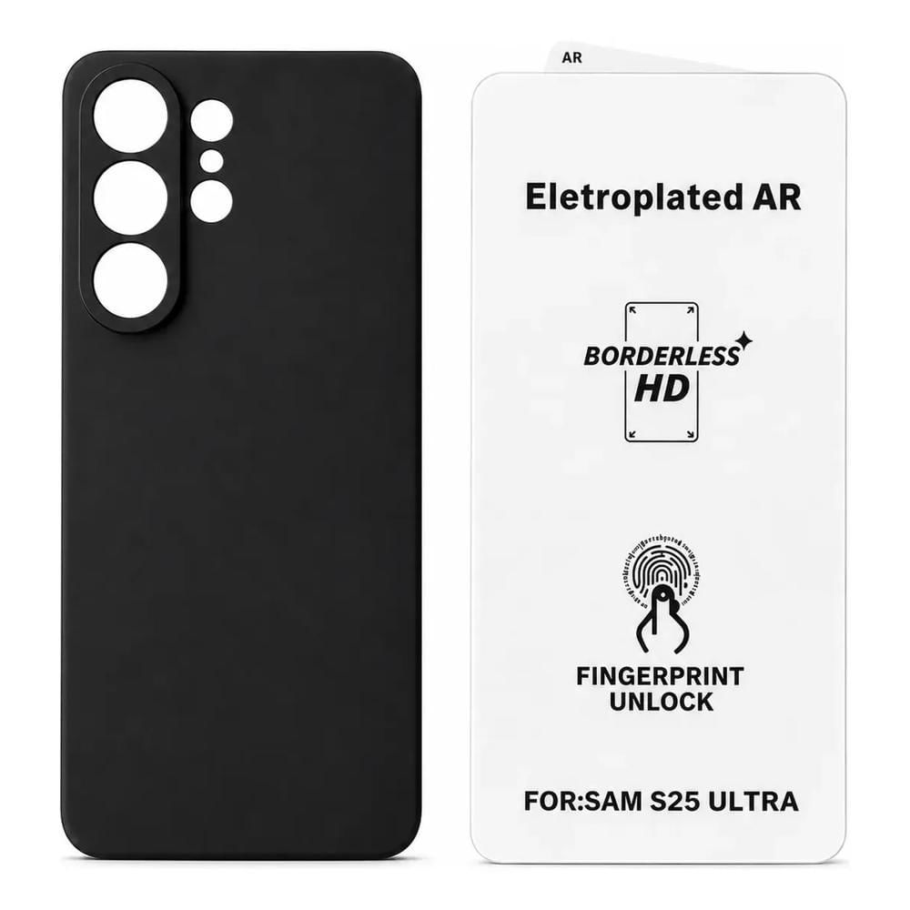 Funda Case + Mica De Vidrio De Samsung S25 Ultra /lee Huella Color Negro