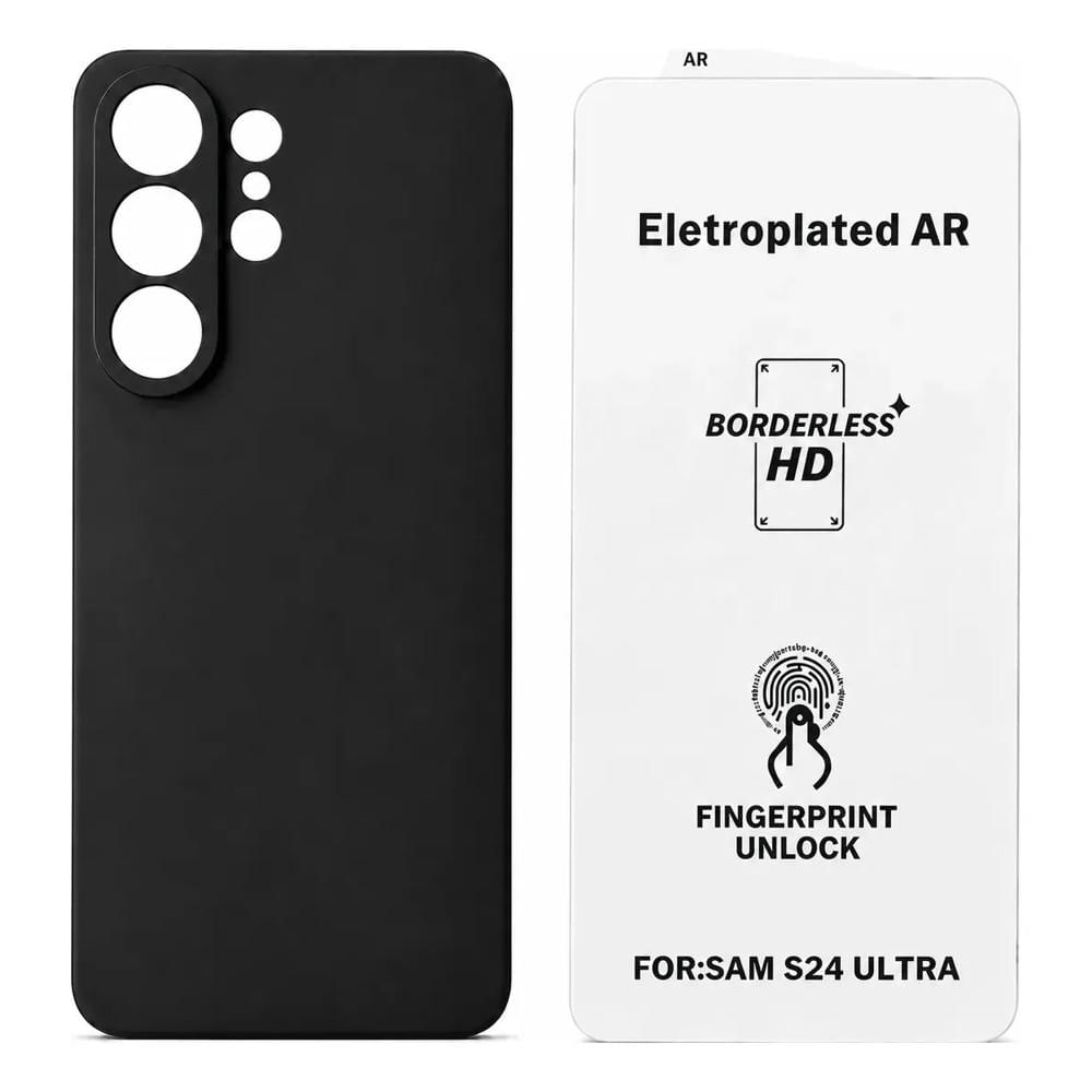 Funda Case + Mica De Vidrio De Samsung S24 Ultra /lee Huella Color Negro