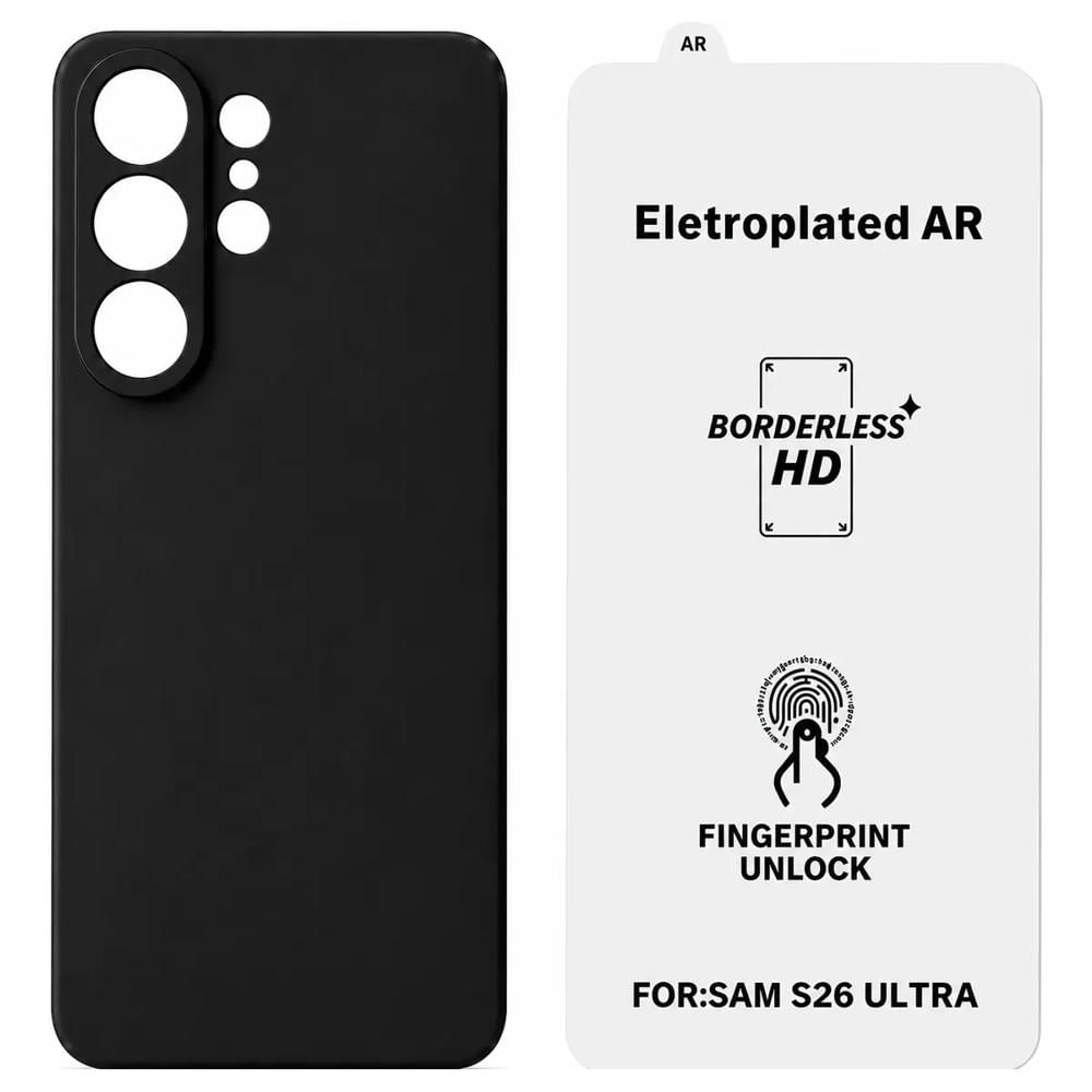 Funda Case + Mica De Vidrio De Samsung S26 Ultra /lee Huella Color Negro