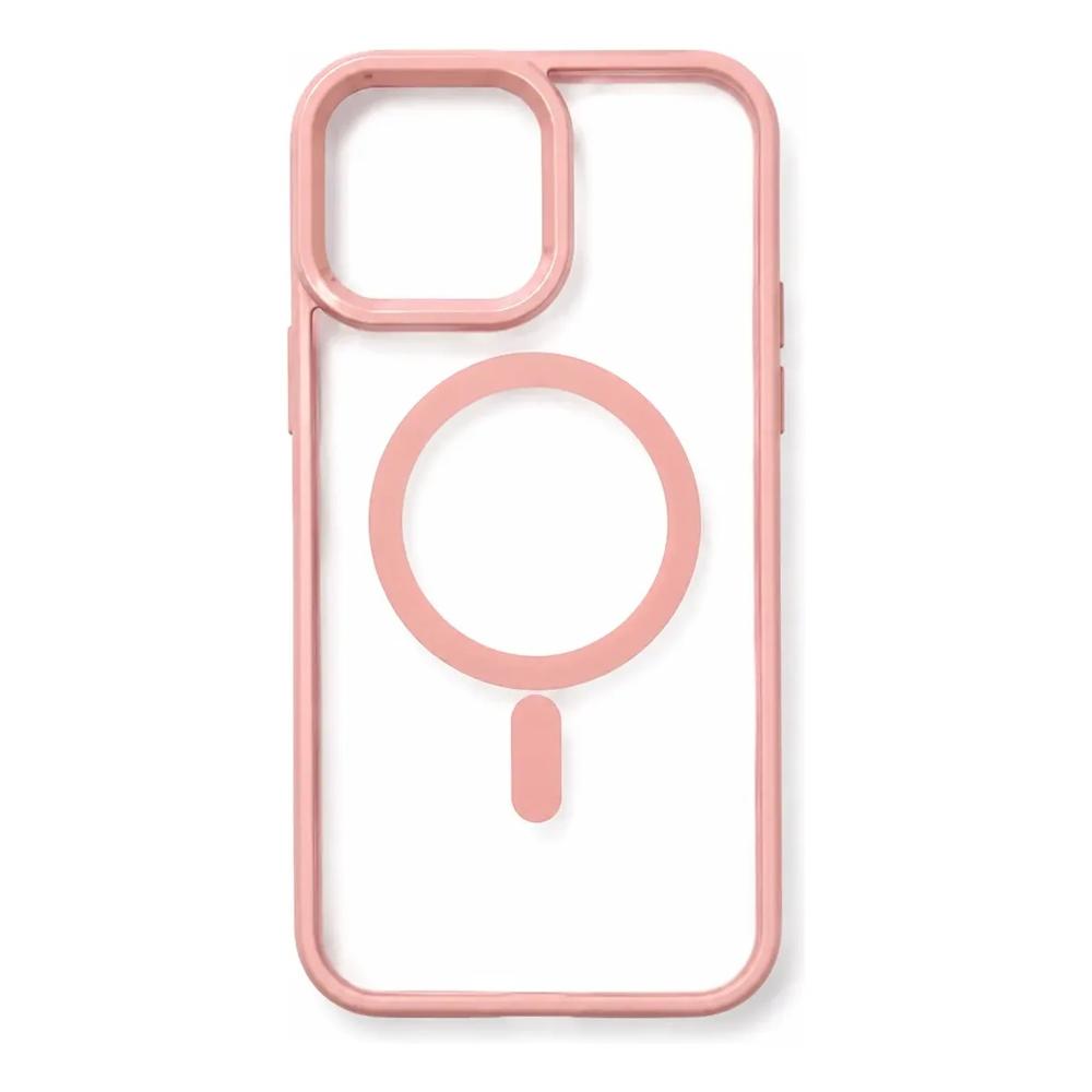 Funda Case De iPhone 13 Transparente Con Magsafe Color Rosado