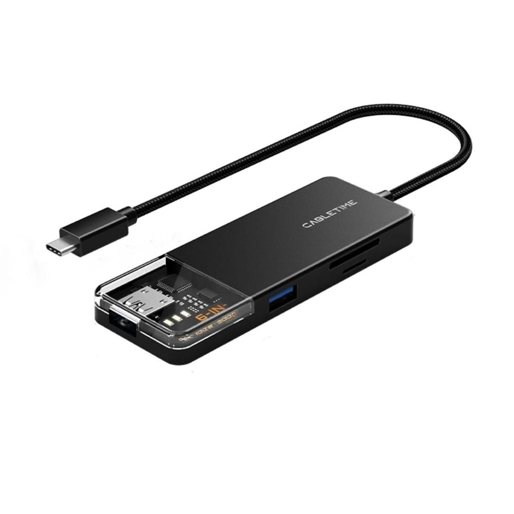 Adaptador Hub de USB-C a HDMI, USB-A, SD, TF, PD - CABLETIME | CB04B