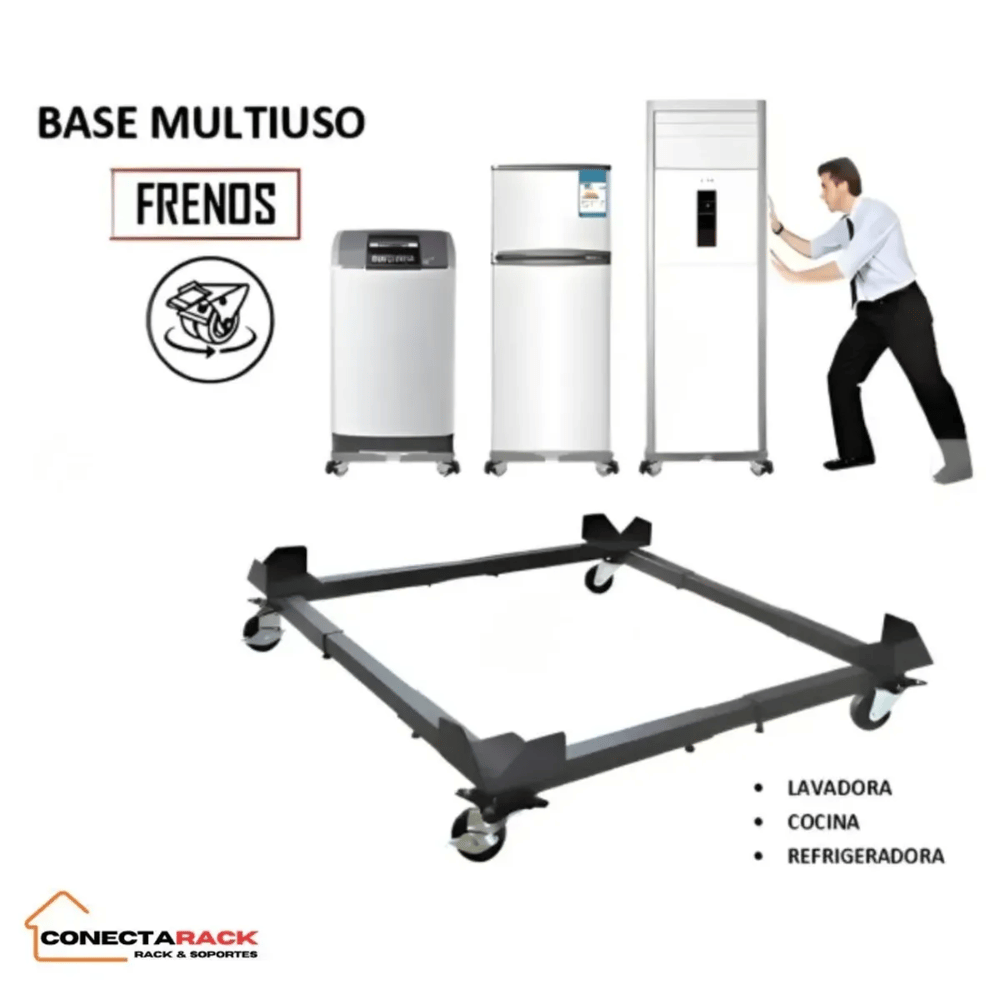 Base ajustable con ruedas para lavadora y cocina 50 hasta 80 ruedas Naranja