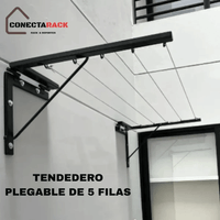 Tendedero Plegable 5 Filas Negro Acero Inoxidable
