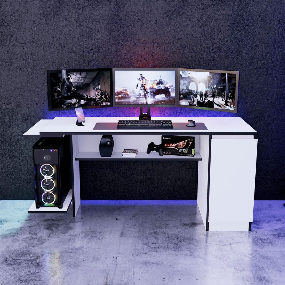 Escritorio Gamer NRO02 Movenda Muebles 167cm Blanco - Promart computador gamer blanco