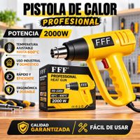 PISTOLA DE CALOR PROFESIONAL 2000W 60C A 600C AMARILLA PARA QUITAR PINTURA DOBLAR PVC FFF