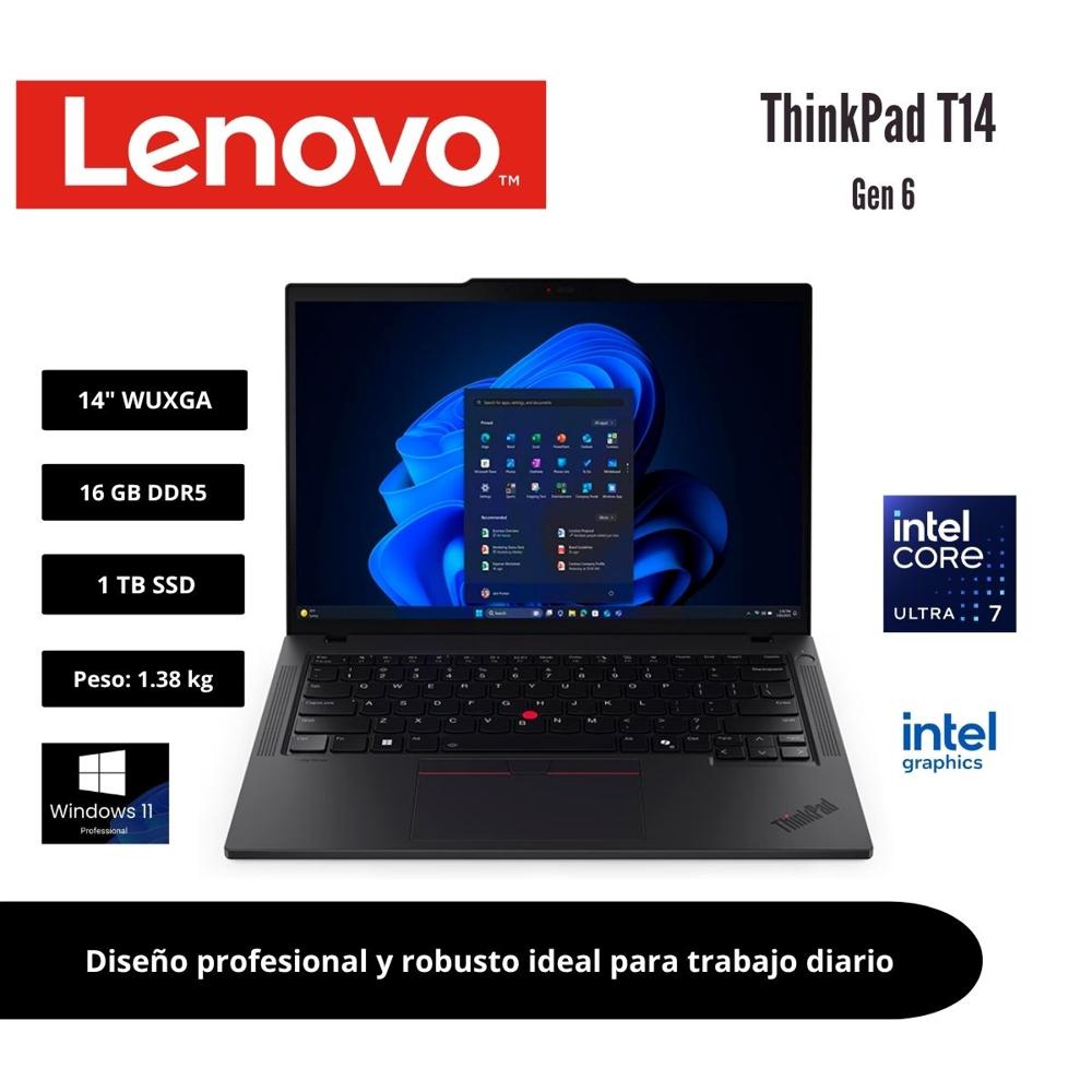 LENOVO THINKPAD T14 GEN 6 14 WUXGA IPS INTEL CORE ULTRA 7 255U 16GB 1TB W11 PRO