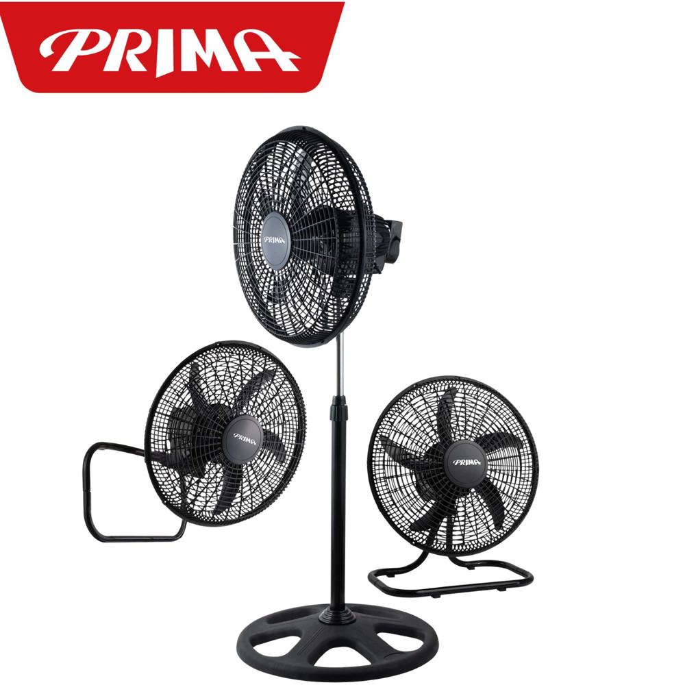 Ventilador Prima 1806P 18 Pulgadas 70W Pedestal  Piso y Pared Negro