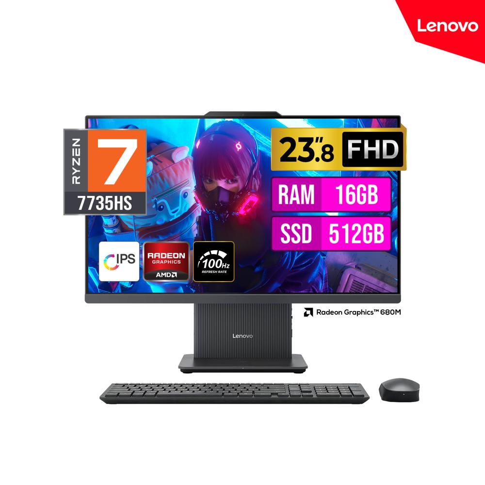 TODO EN UNO LENOVO IDEACENTRE 24ARR9 23.8 FHD IPS AMD Ryzen 7 7735HS 16GB DDR5 512GB FreeDOS