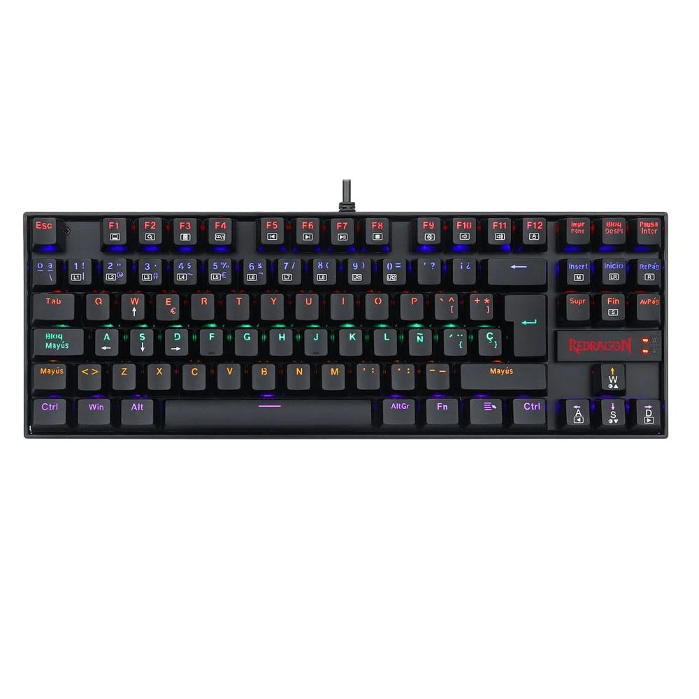 Teclado Redragon Kumara K552-KR Rainbow TKL Switch Red - Black