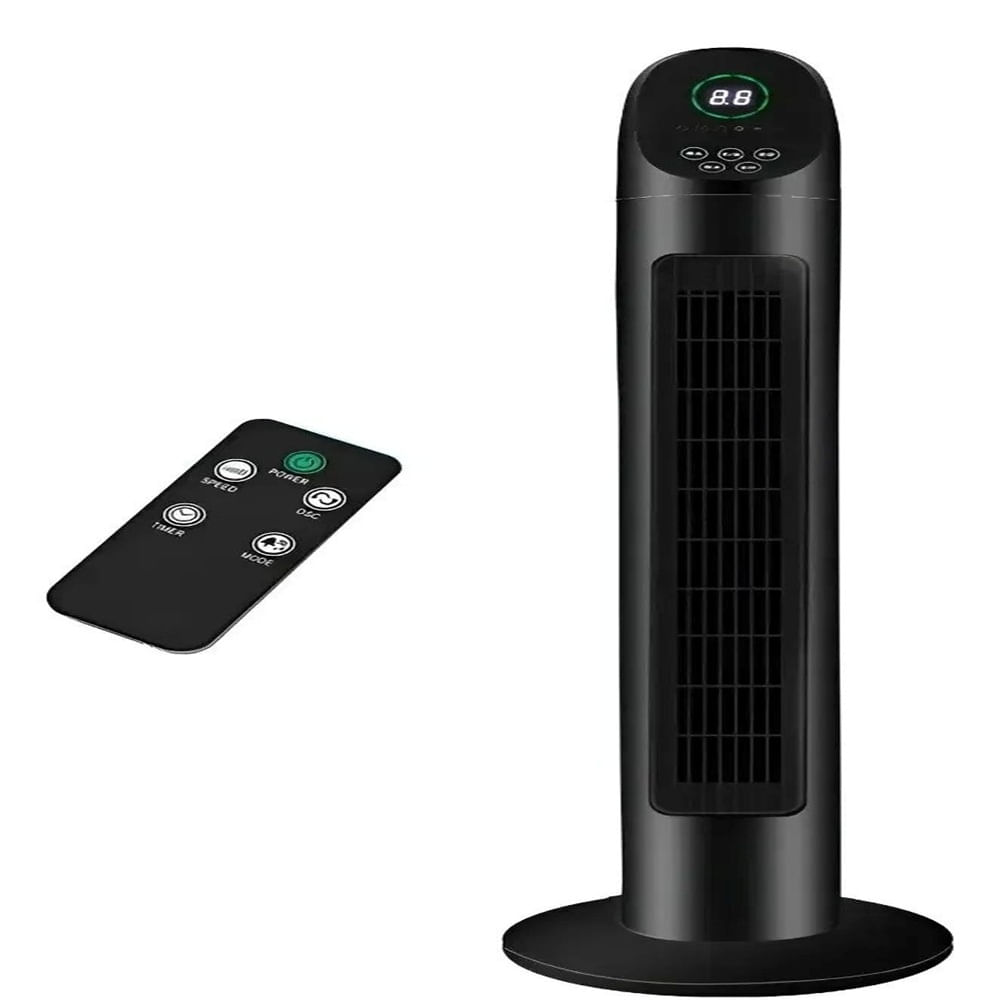 Ventilador Torre Grande   3 Velocidades 200W Silencioso Con Control -Black